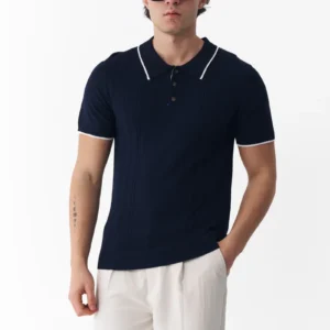 navy knitted polo