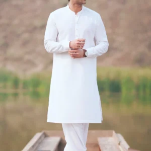 white cut & sew kameez shalwar