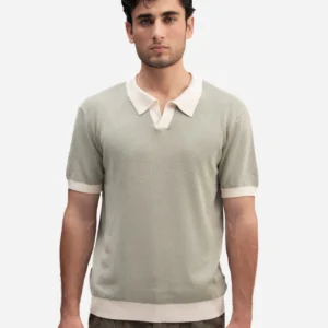 green knitted polo shirt