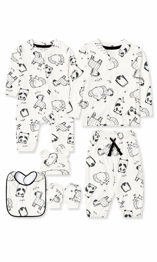 baby gift set white cartoon animals print 6 piece newborn se baby gift set white cartoon animals print 6 piece newborn se