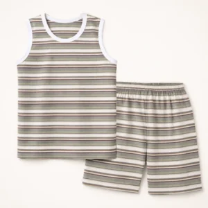 kids sando & short set stripes grey oolaa
